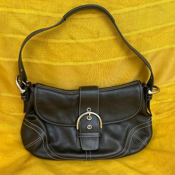Soho Black Leather Coach Purse - Picture 1 of 11